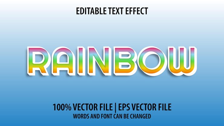 Vector efecto de texto editable arco iris 3d moderno y estilo de fuente mínimo