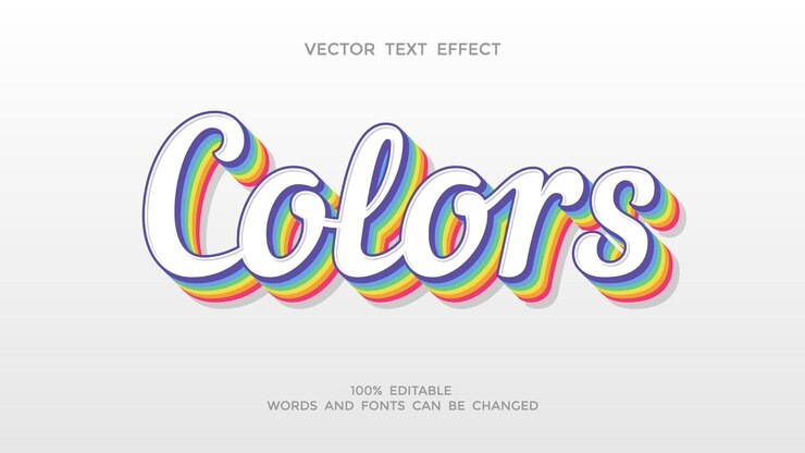 Vector efecto de texto editable del arco iris