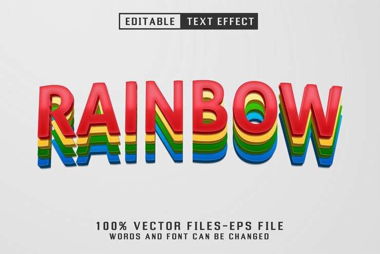 Vector efecto de texto editable de arco iris