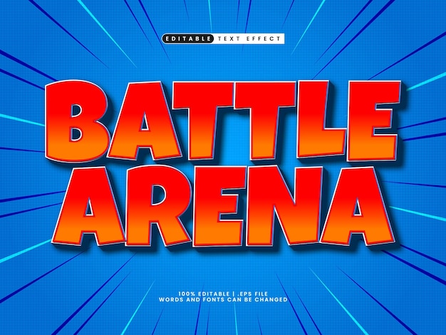 efecto de texto editable de la arena de batalla en el juego y estilo de texto feliz