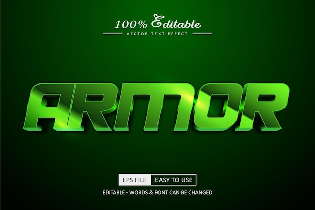 Efecto de texto editable Armor 3d con estilo de texto verde y neón