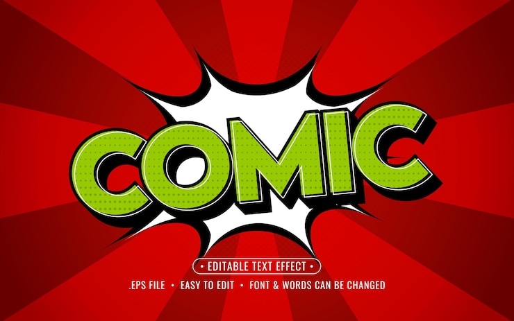 Vector efecto de texto editable de arte cómico rojo