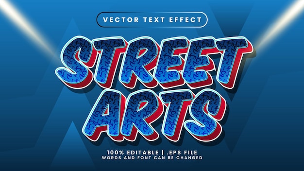 Efecto de texto editable de artes callejeras con estilo de texto azul y rojo