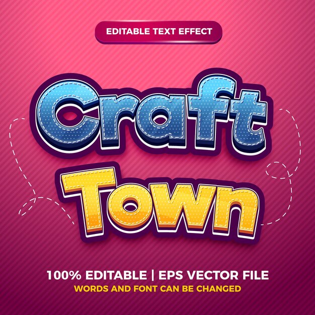 Efecto de texto editable - artesanías estilo de dibujos animados 3d