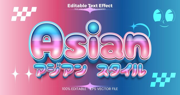 Efecto de texto editable asiático en el estilo de tendencia moderna