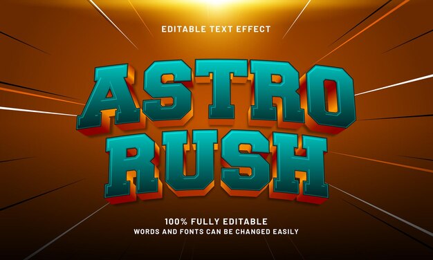 efecto de texto editable de astro rush con un estilo de texto galáctico y cósmico