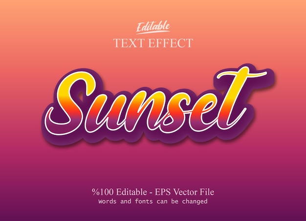 Efecto de texto editable para el atardecer