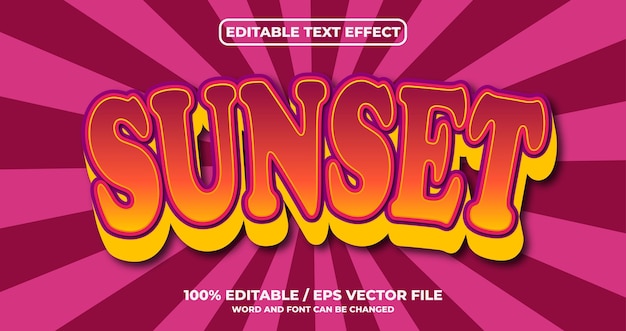 Efecto de texto editable para el atardecer
