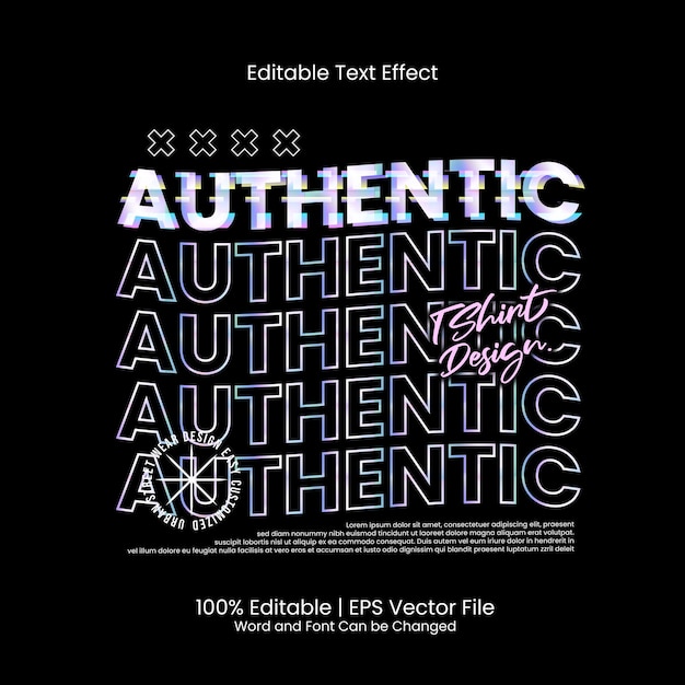 Efecto de texto editable: auténtico diseño de camiseta Glitch Estilo de onda apilada