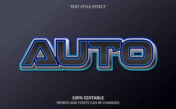 Vector efecto de texto editable auto mobile text style