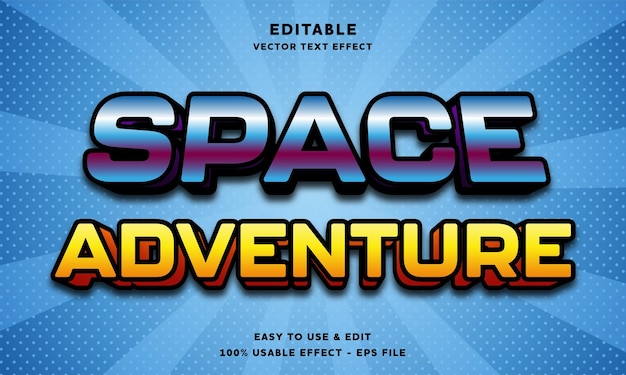 efecto de texto editable de aventura espacial