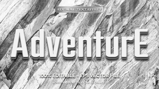 Efecto de texto editable de aventura con fondo de piedra natural.