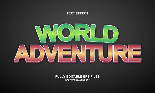 Efecto de texto editable de aventura mundial.