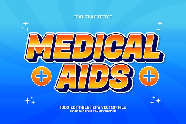 Efecto de texto editable Ayudas médicas estilo de dibujos animados 3D