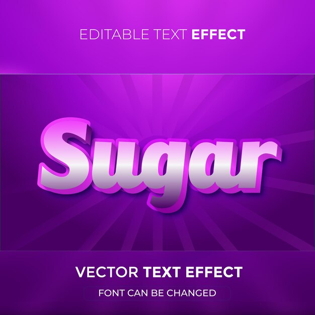 Efecto de texto editable de azúcar Vector Premium