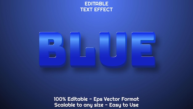 Efecto de texto editable azul 3D estilo editable