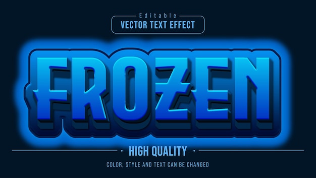 efecto de texto editable azul congelado
