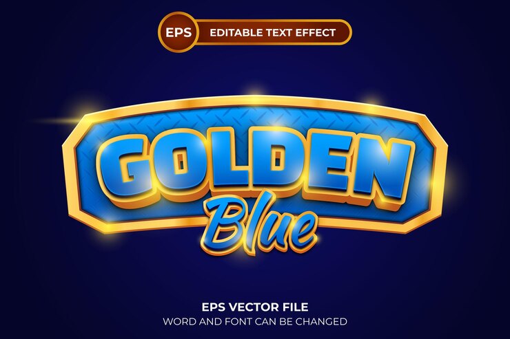 Vector efecto de texto editable azul dorado
