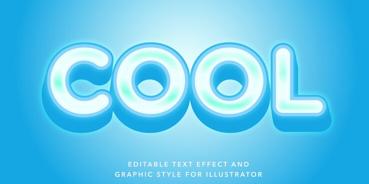 Vector efecto de texto editable azul fresco para ilustrador