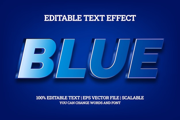 Vector efecto de texto editable azul