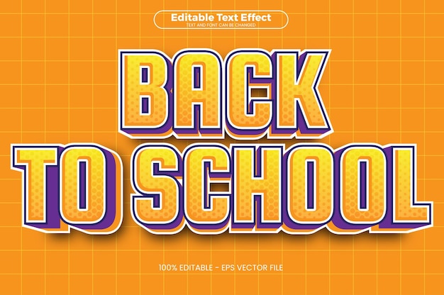 Efecto de texto editable de back to school en el estilo de la tendencia moderna