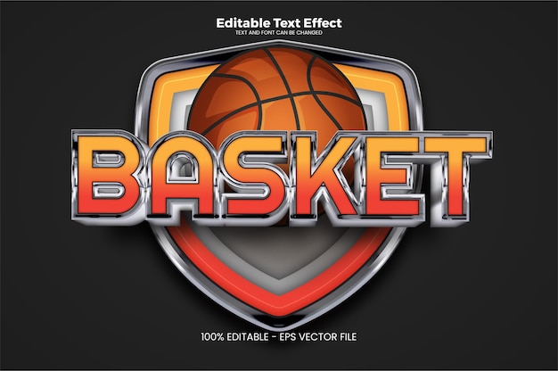 Efecto de texto editable de baloncesto en el estilo de la tendencia moderna