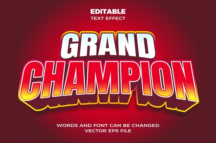 Efecto de texto editable de banner de gran campeón
