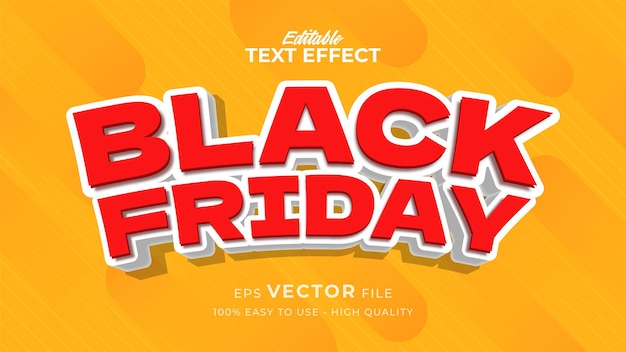 Efecto de texto editable de banner de viernes negro con estilo cómico