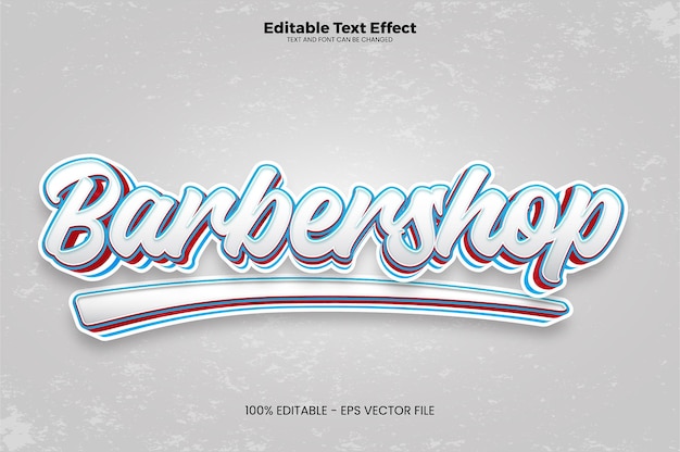 Efecto de texto editable de barbería en estilo de tendencia moderna