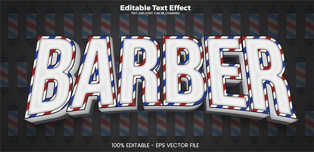 Efecto de texto editable de barbería en estilo de tendencia moderna