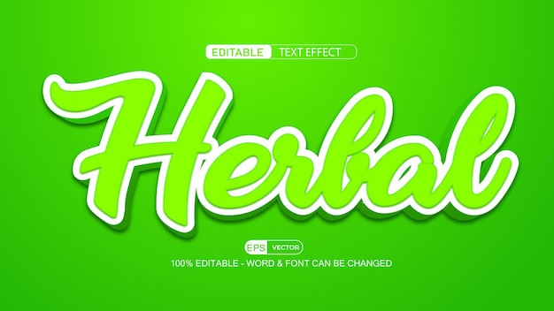 Efecto de texto editable a base de hierbas Vector Estilo 3d