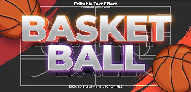 Efecto de texto editable basketball en estilo de tendencia moderna