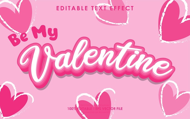 Efecto de texto editable Be My Valentine con un fondo con el tema de Valentine39s