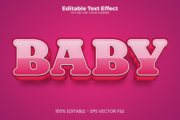 Efecto de texto editable de bebé en estilo de tendencia moderna