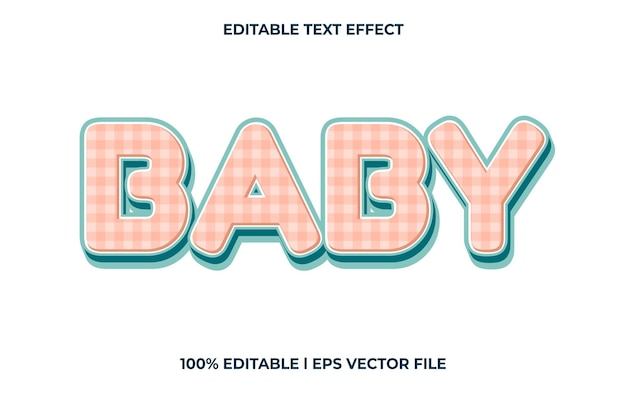 Efecto de texto editable para bebés, estilo de fuente tipográfica con letras, lindo texto 3d para título