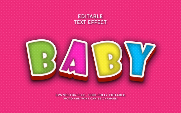 Vector efecto de texto editable para bebés