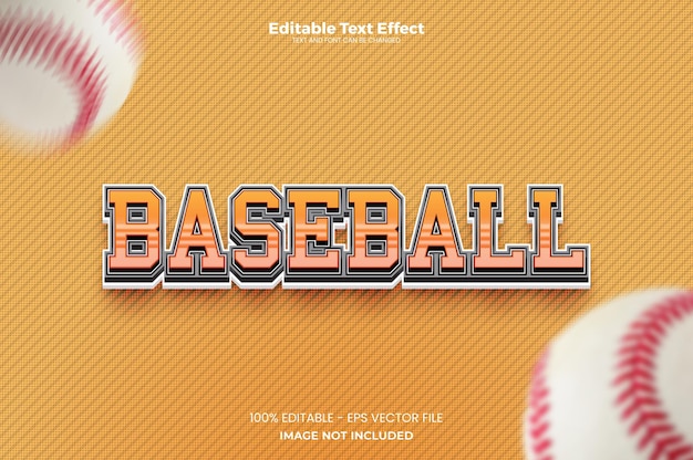 Efecto de texto editable de béisbol en estilo de tendencia moderna