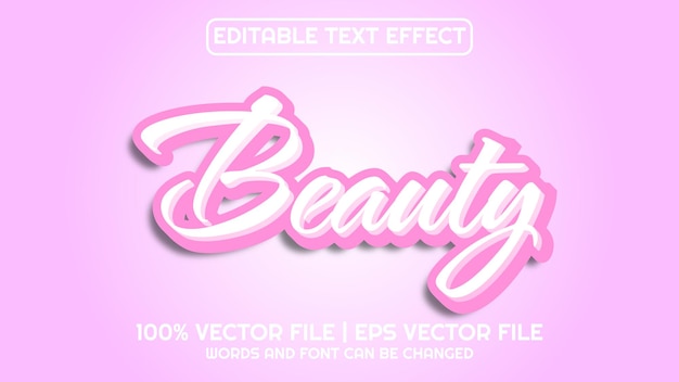 Efecto de texto editable belleza 3d moderna y estilo de fuente mínimo