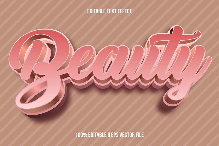 Vector efecto de texto editable de belleza estilo de gradiente de relieve 3d