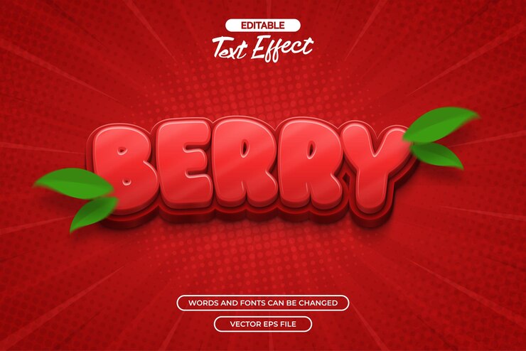Vector efecto de texto editable berry