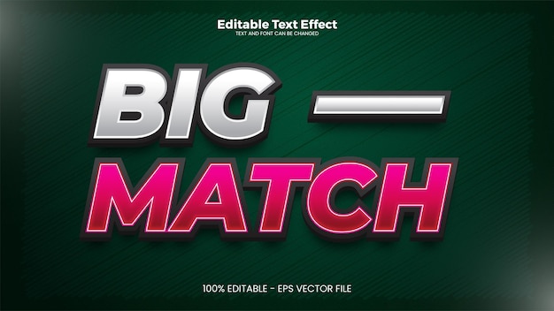 Efecto de texto editable Big Match en estilo de tendencia moderna