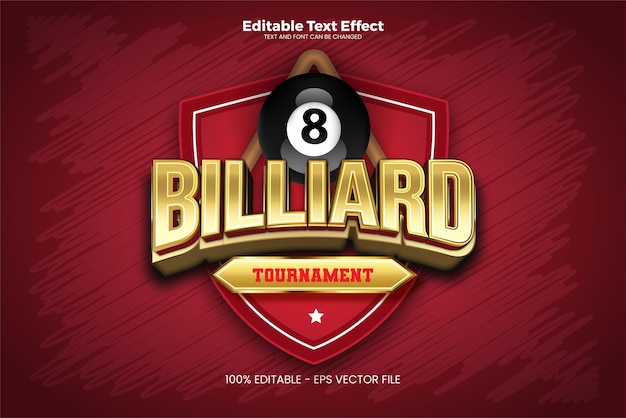 Vector efecto de texto editable billard en estilo de tendencia moderna