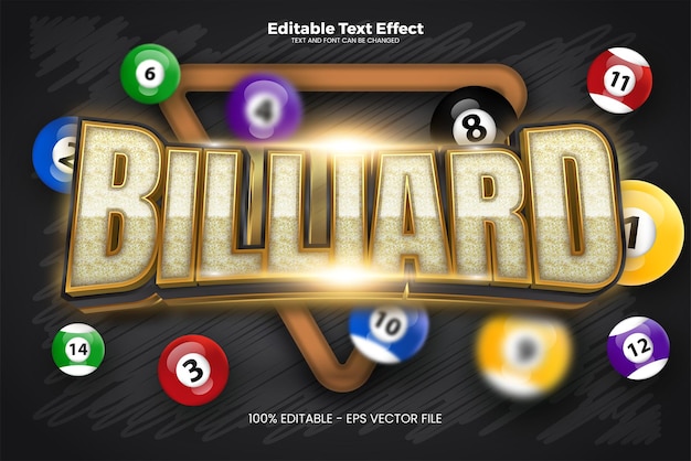 Efecto de texto editable Billard en estilo de tendencia moderna
