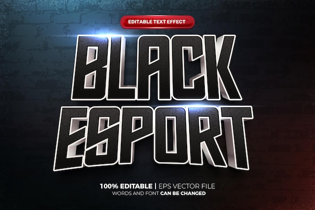 Efecto de texto editable Black Esport 3D