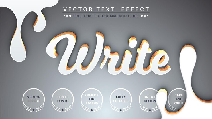 Vector efecto de texto editable blanco 3d, estilo de fuente