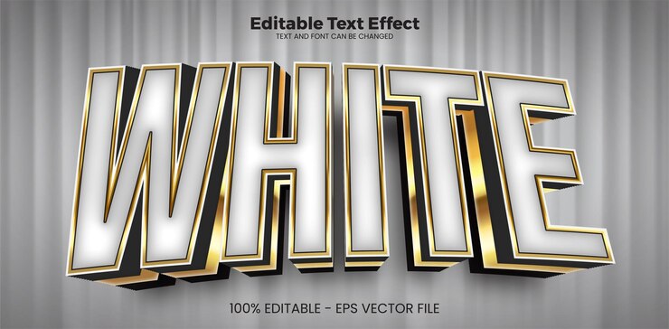 Vector efecto de texto editable en blanco en estilo de tendencia moderna.