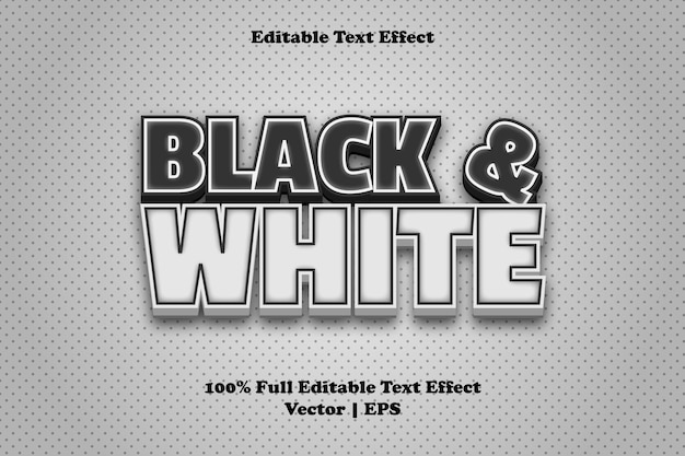 Efecto de texto editable en blanco y negro.
