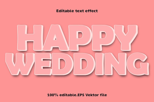 Efecto de texto editable de boda feliz