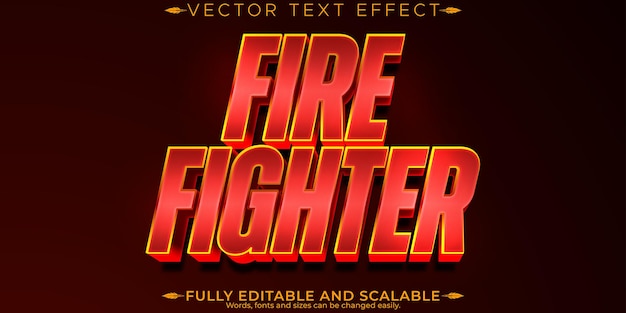 Efecto de texto editable de bomberos estilo de texto de llama y héroe editable