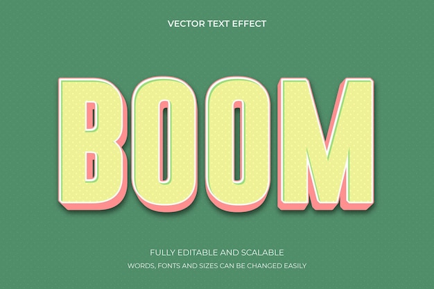 Vector efecto de texto editable boom 3d